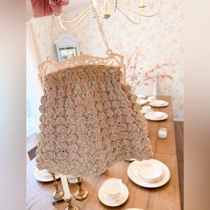 Vintage 1920s-1930s Art Deco Crochet Handbag with Celluloid Frame Bridgerton